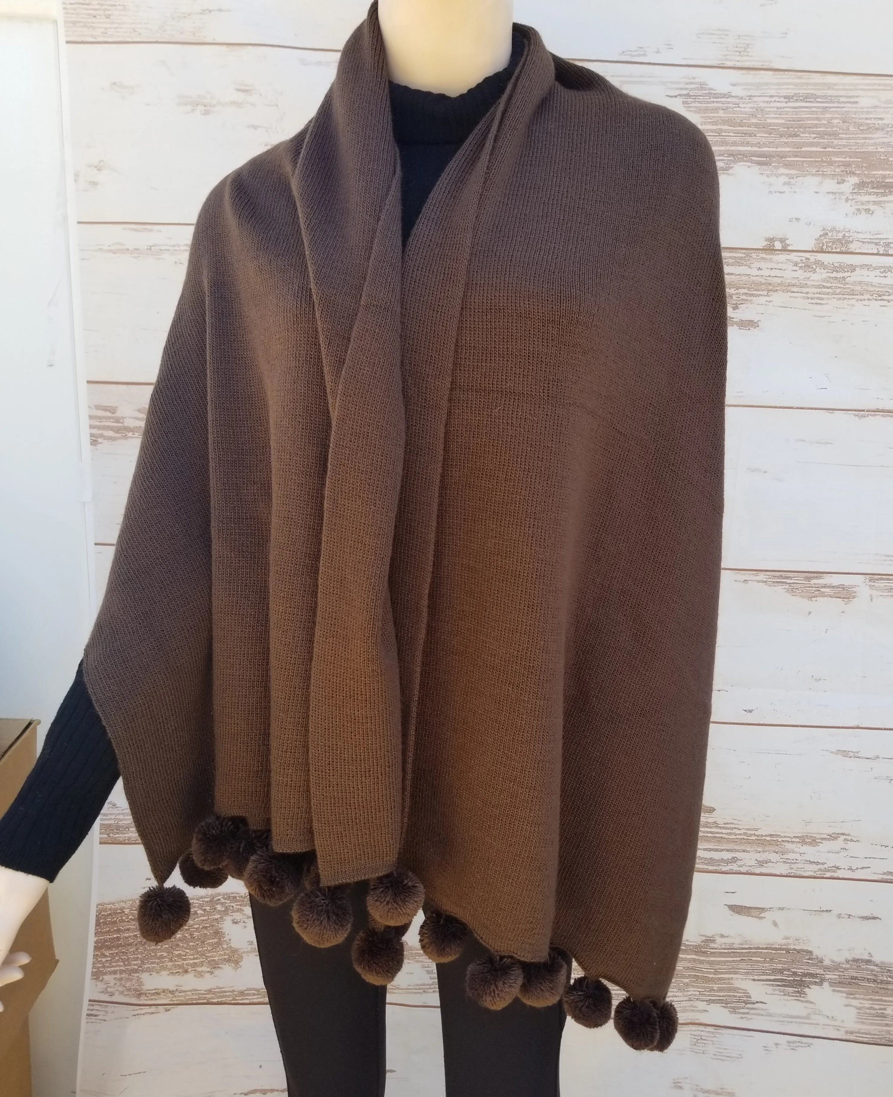 "Bernardette" Pompom Shawl
