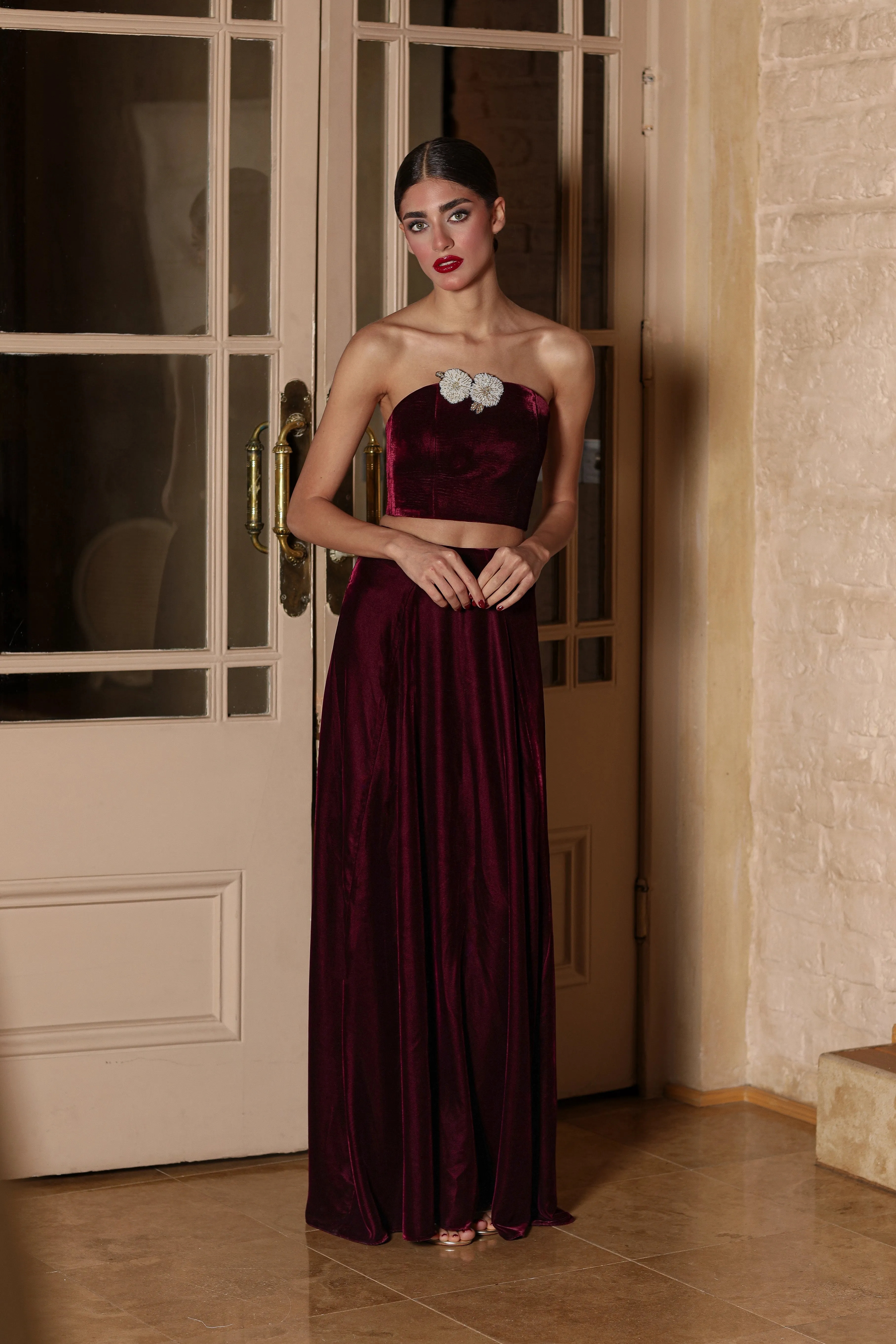 Rosa Embellished Bustier - Burgundy (Limited Edition)