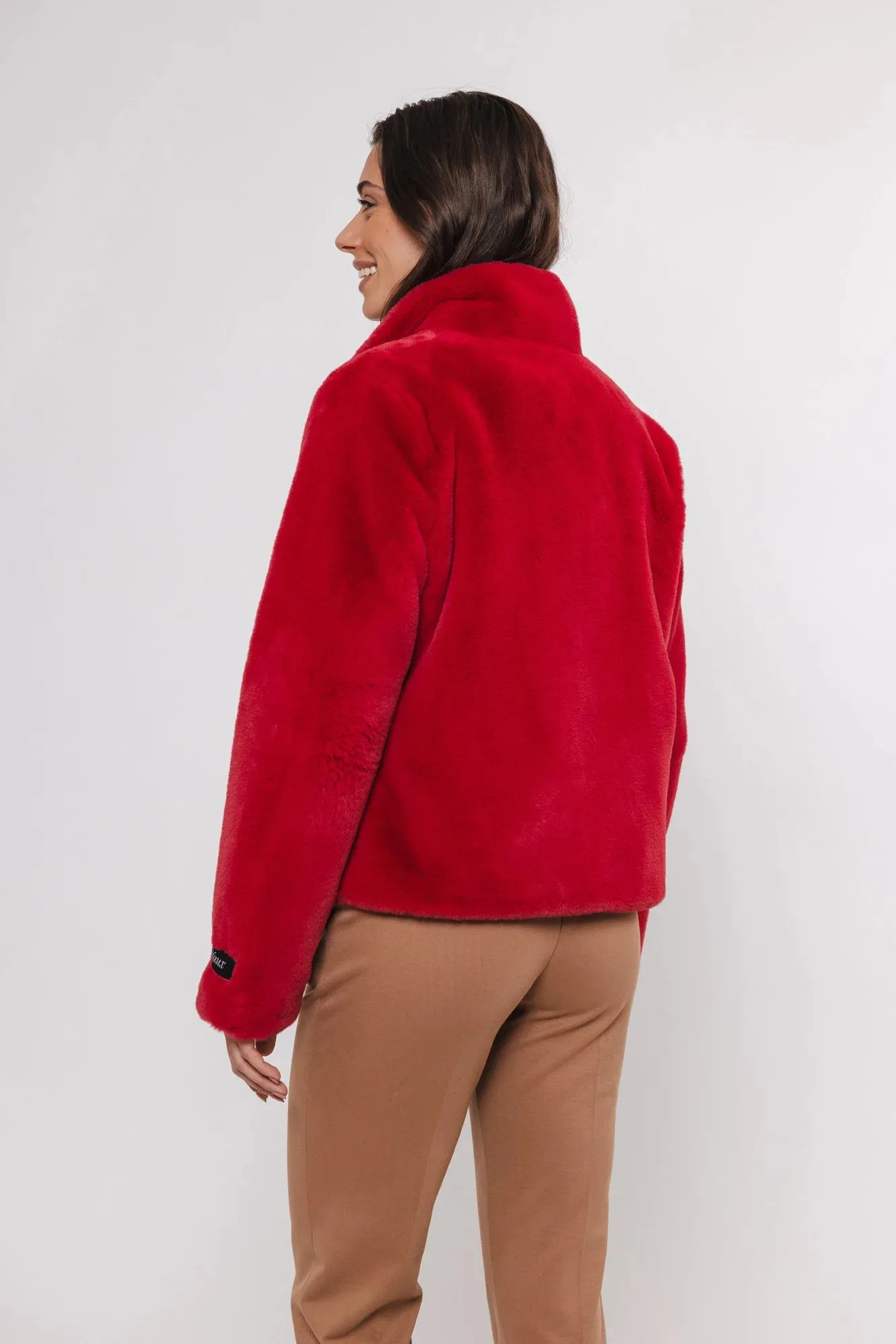 Vie Faux Fur Jacket - Red Berry
