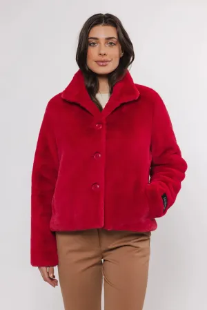 Vie Faux Fur Jacket - Red Berry
