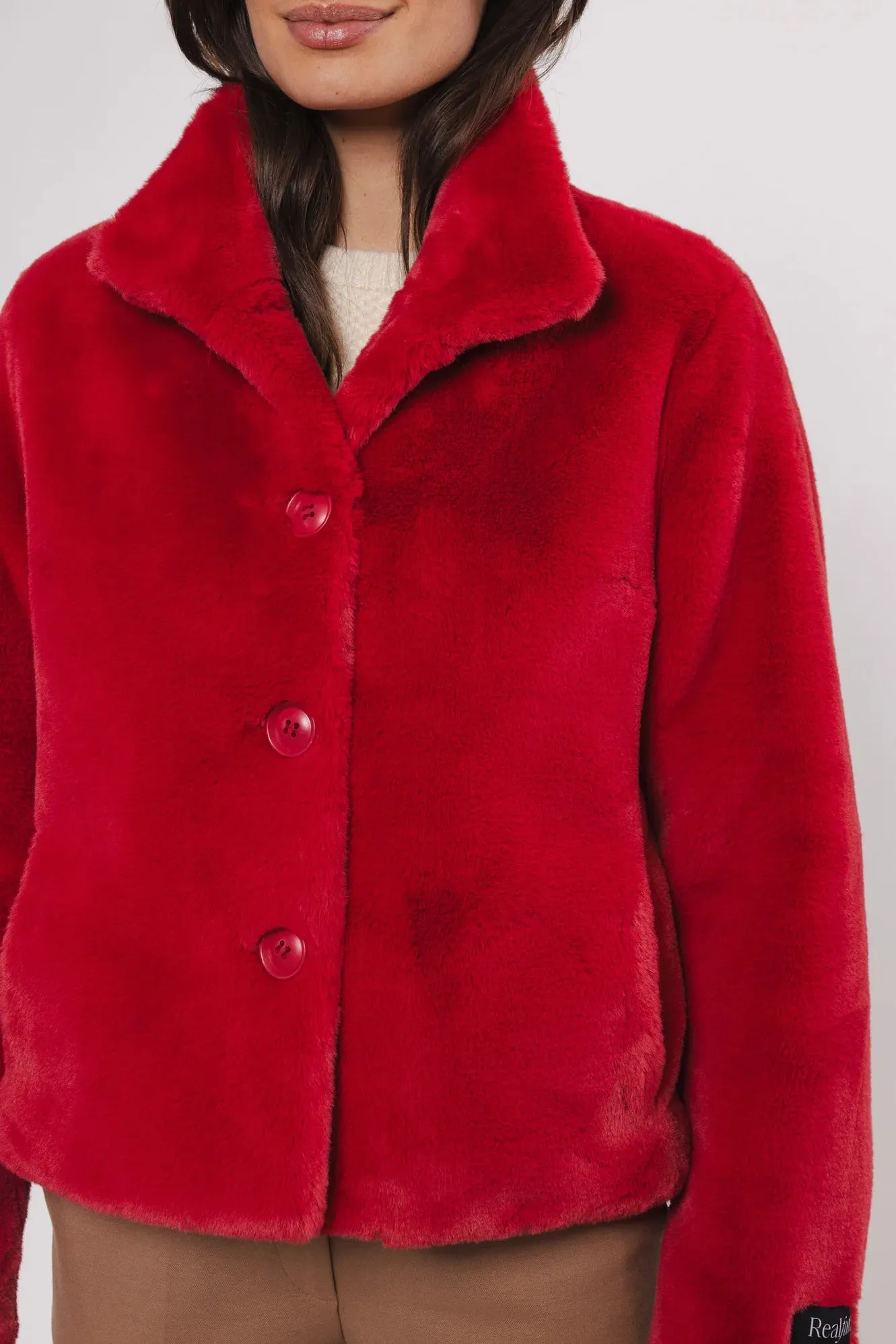 Vie Faux Fur Jacket - Red Berry
