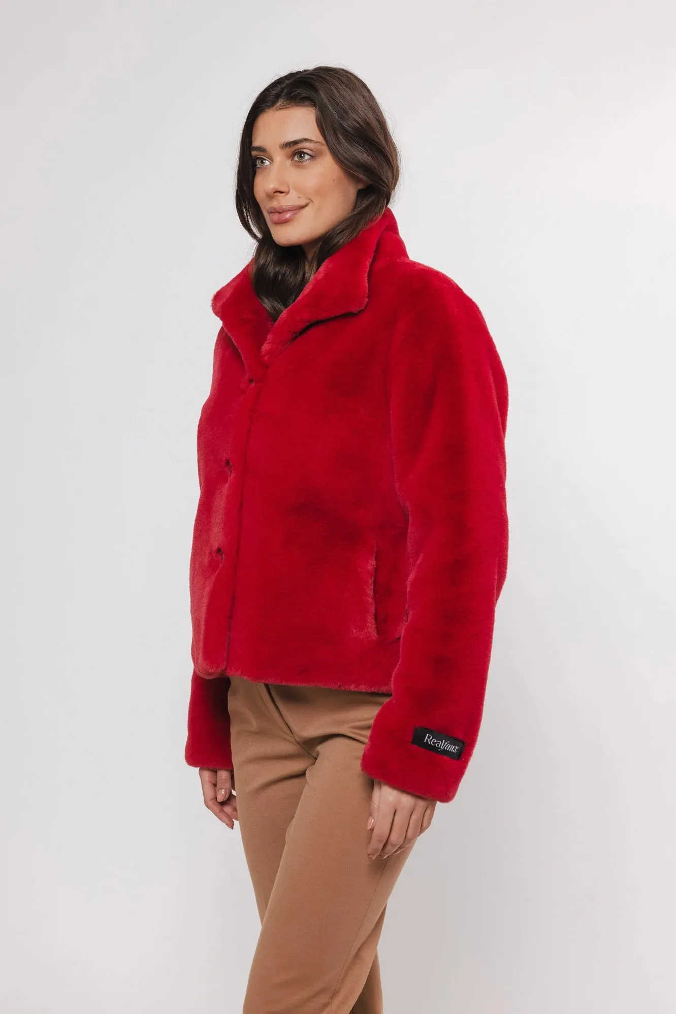 Vie Faux Fur Jacket - Red Berry