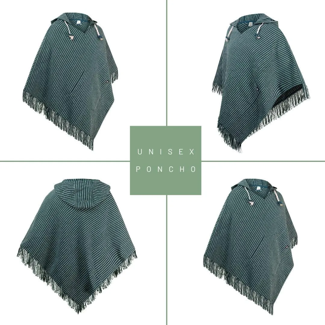 virblatt - Poncho Men | 100% Cotton | Mexican Poncho Men Baja Hoodie |Big Hood| Winter Pancho Warm Hooded Poncho Cape