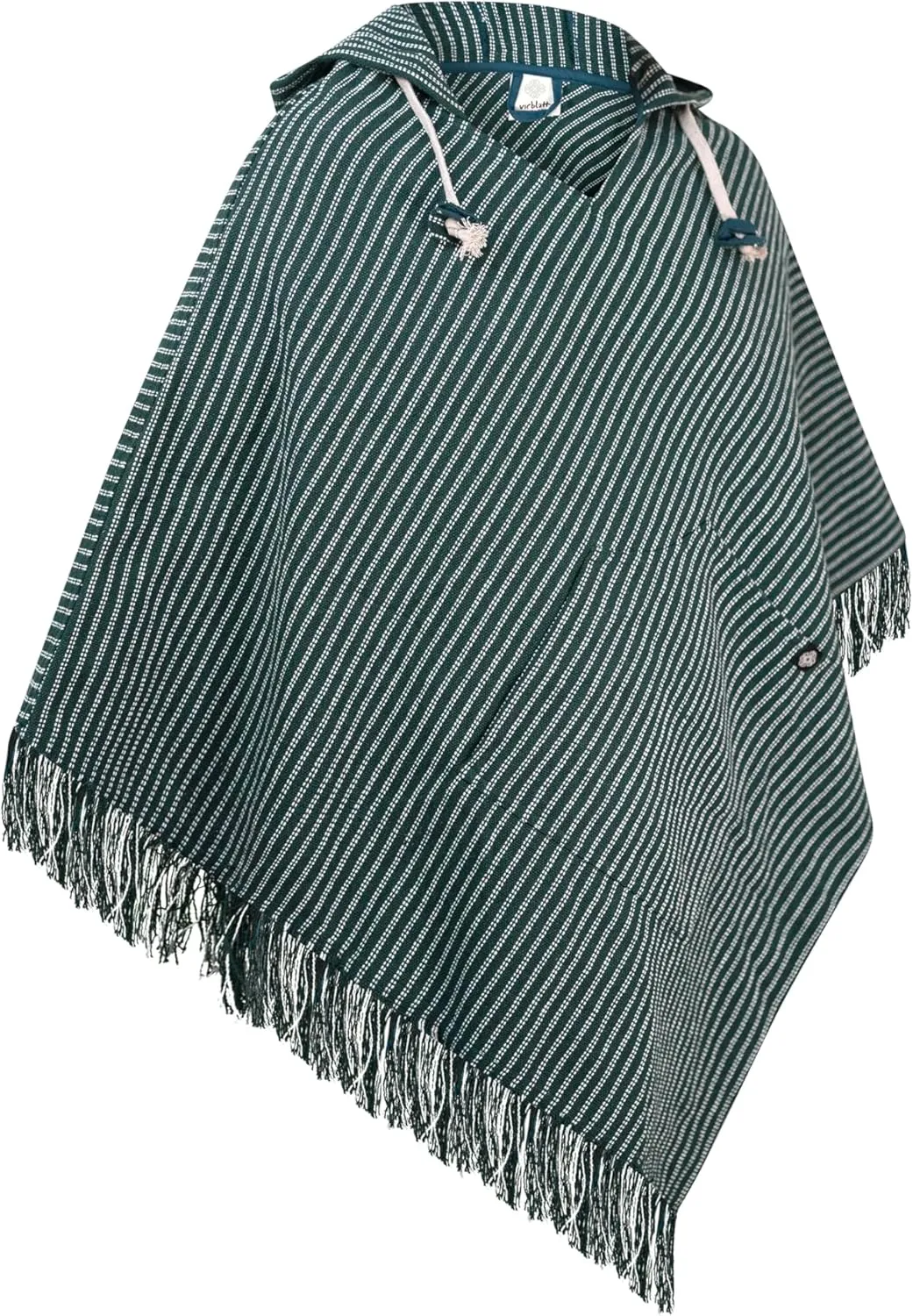 virblatt - Poncho Men | 100% Cotton | Mexican Poncho Men Baja Hoodie |Big Hood| Winter Pancho Warm Hooded Poncho Cape