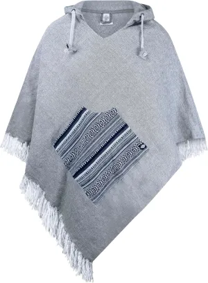 virblatt - Poncho Men | 100% Cotton | Mexican Poncho Men Baja Hoodie |Big Hood| Winter Pancho Warm Hooded Poncho Cape