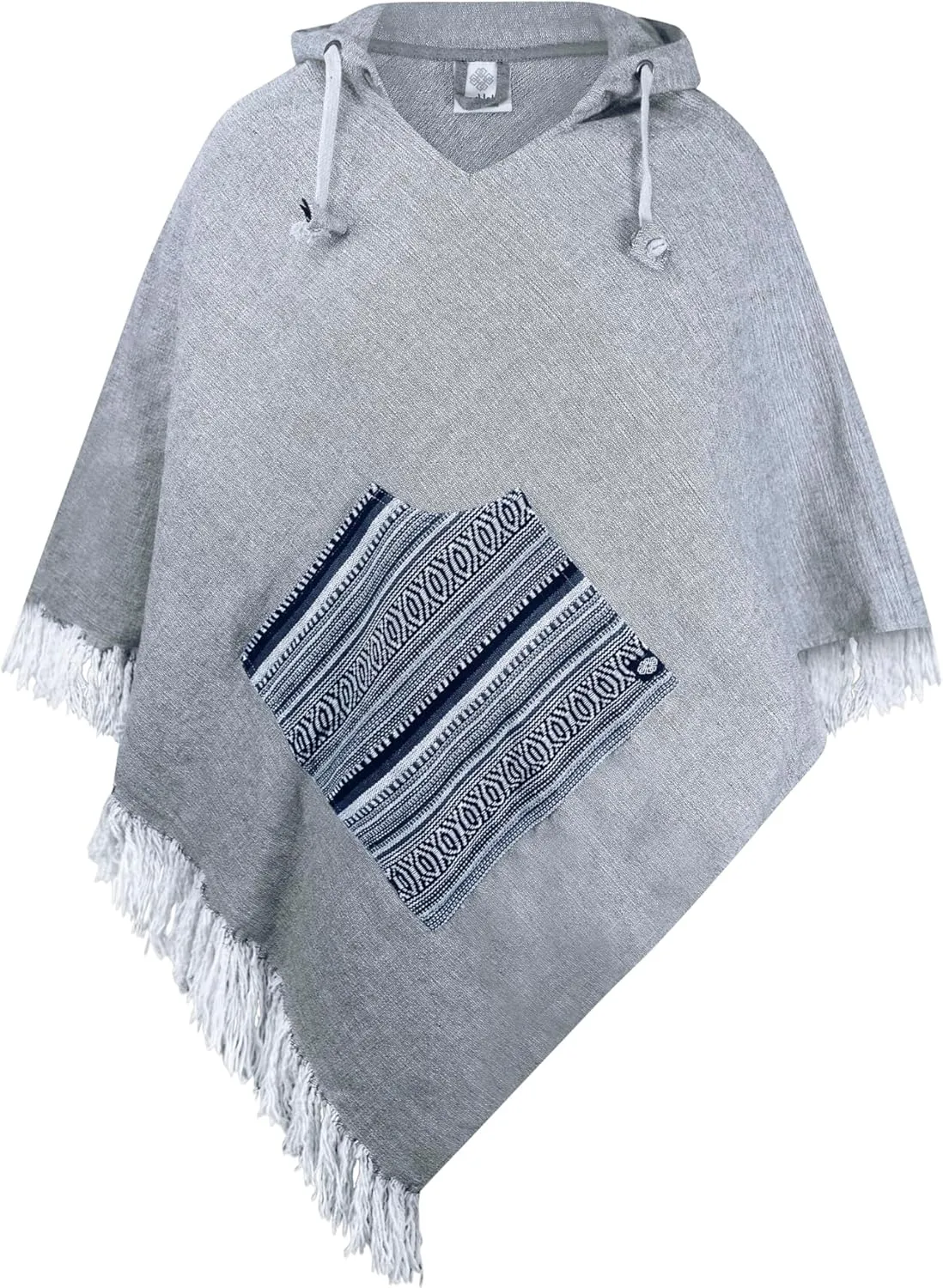 virblatt - Poncho Men | 100% Cotton | Mexican Poncho Men Baja Hoodie |Big Hood| Winter Pancho Warm Hooded Poncho Cape