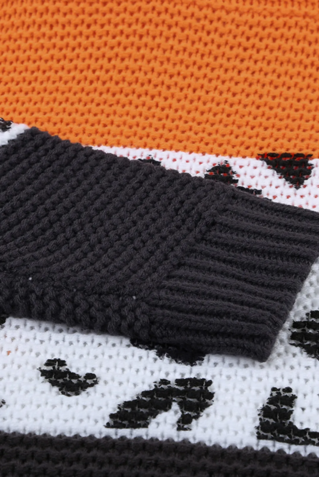 Women Turtleneck Splicing Chunky Knit Pullover Sweater