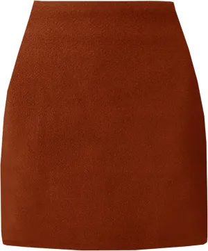 Women's High Waist Wool Fall Winter Mini Pencil Bodycon Skirt