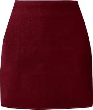 Women's High Waist Wool Fall Winter Mini Pencil Bodycon Skirt