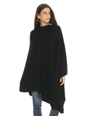 Women's Pure Cashmere Poncho Black